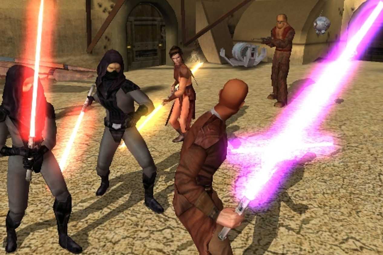 A lightsaber battle in Star Wars: Knights of the Old Republic