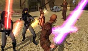 A lightsaber battle in Star Wars: Knights of the Old Republic