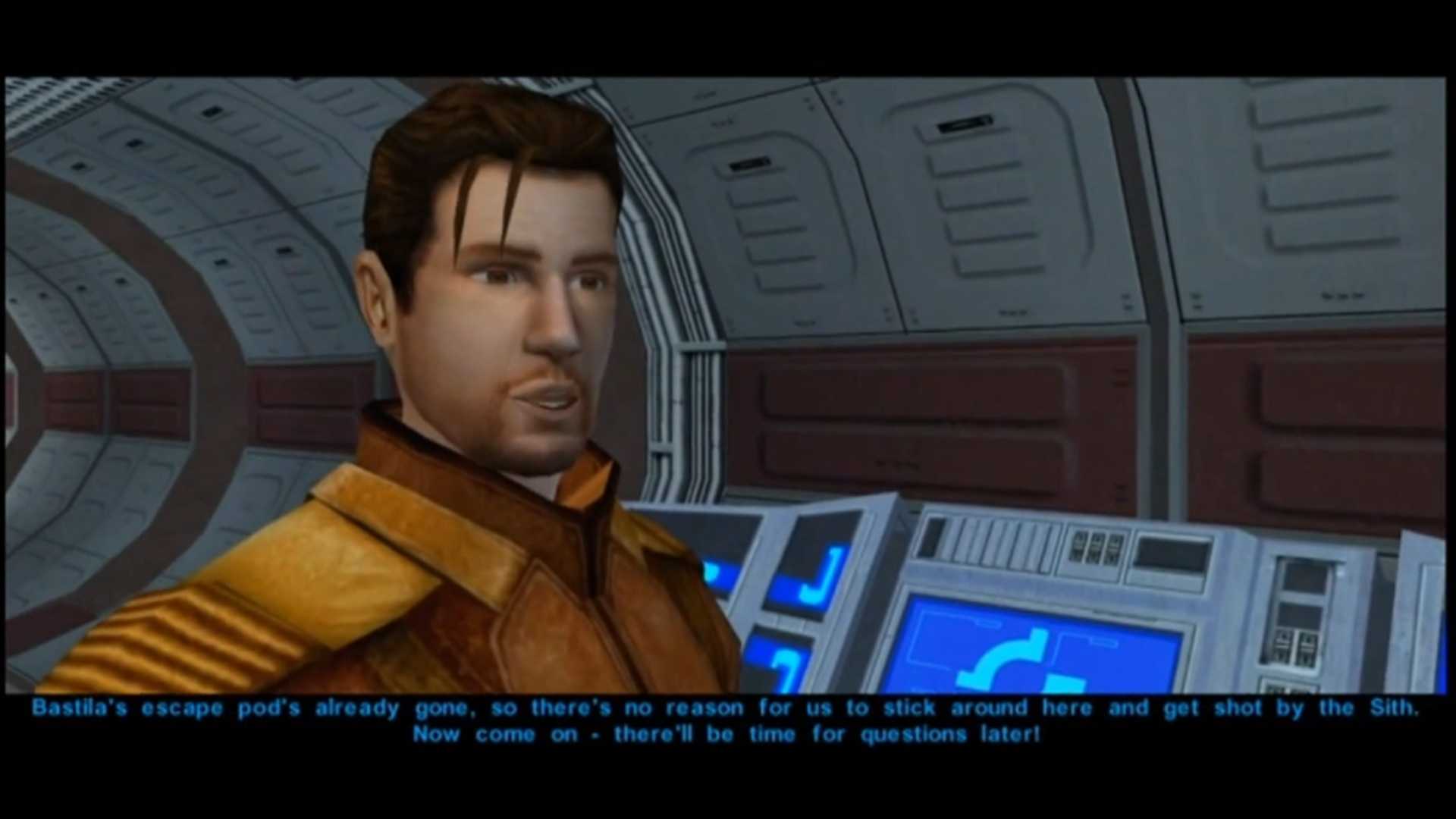 A screenshot of dialogue gameplay of Star Wars Knights of the Old Republic.