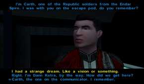 A screenshot of gameplay of Star Wars Knights of the Old Republic.