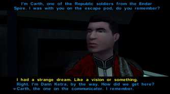 A screenshot of gameplay of Star Wars Knights of the Old Republic.