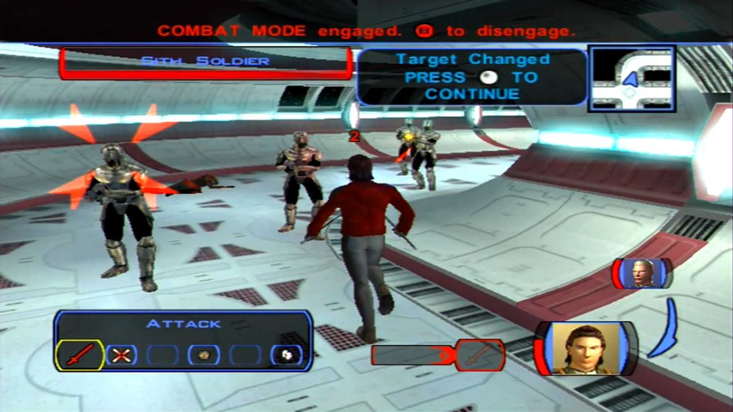 Star Wars KOTOR Sith Soldier in a ship hallway