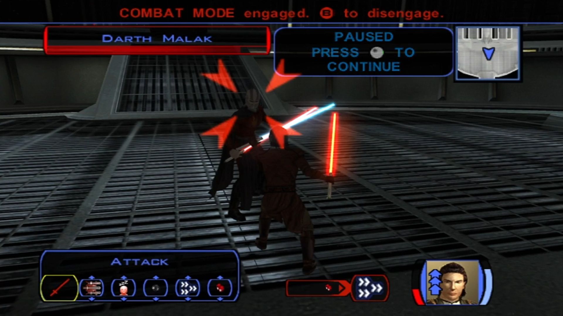 Star Wars KOTOR battling Darth Malak