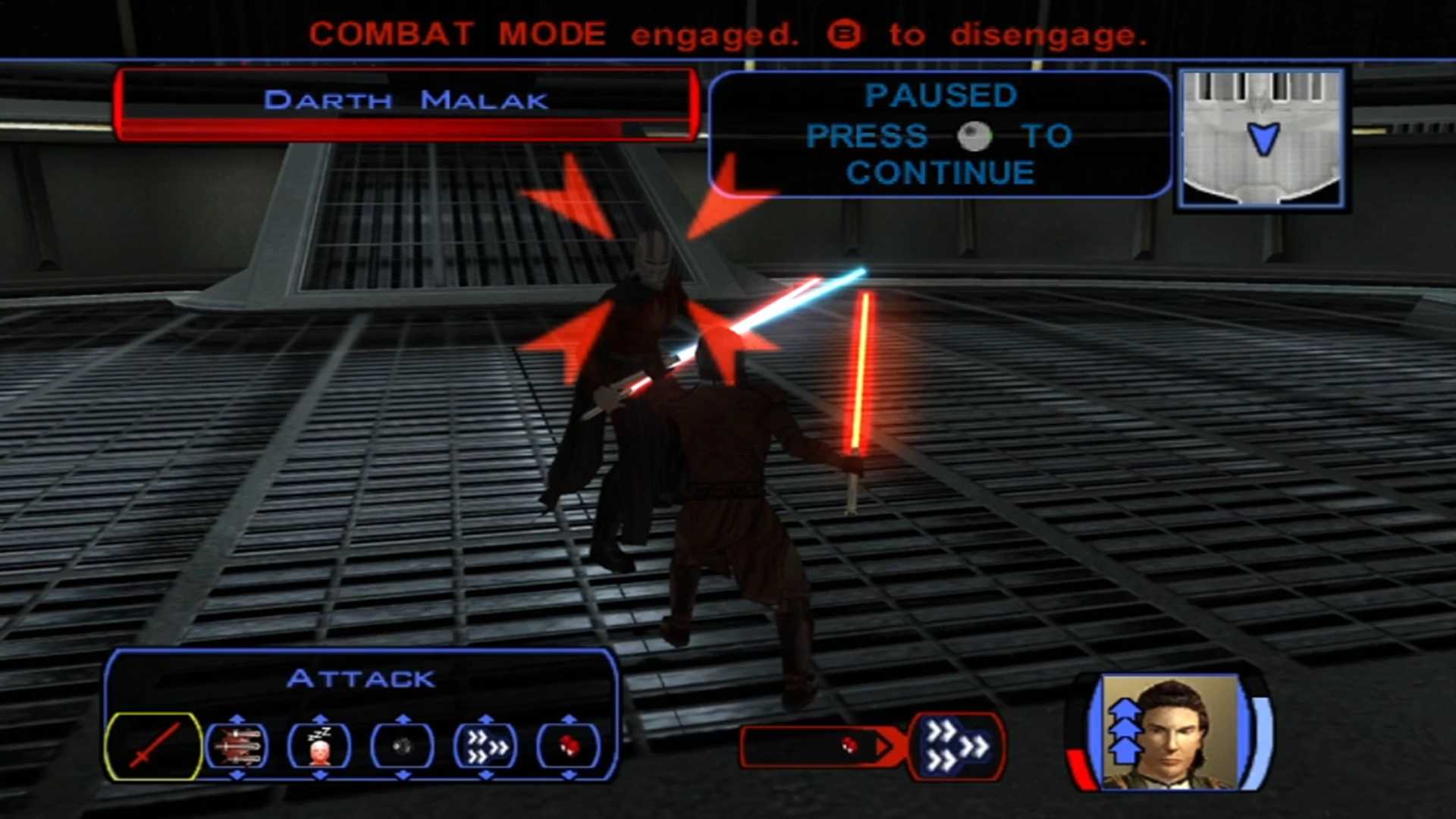 Star Wars KOTOR battling Darth Malak