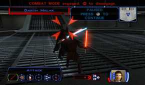 Star Wars KOTOR battling Darth Malak