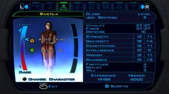 A screenshot of gameplay of Star Wars Knights of the Old Republic.