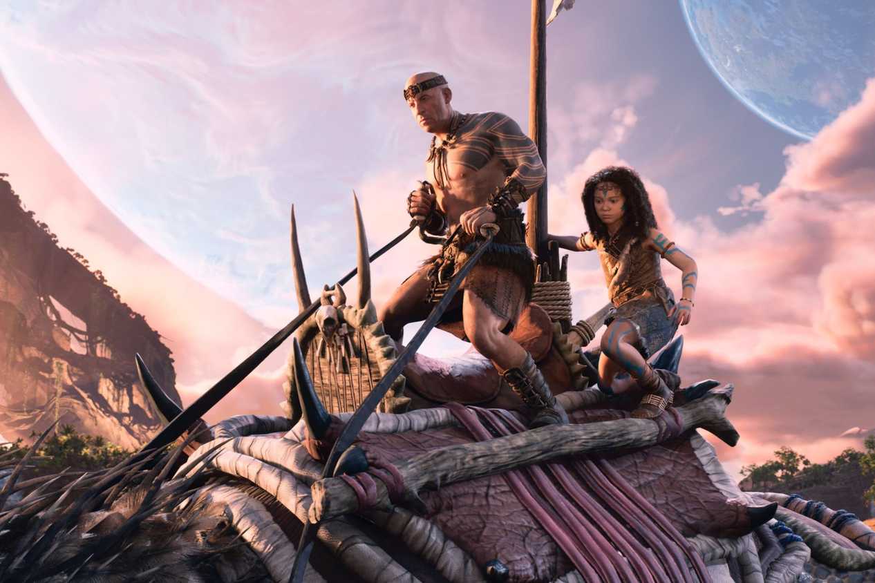 Ark 2 vin diesel and girl on dinosaur