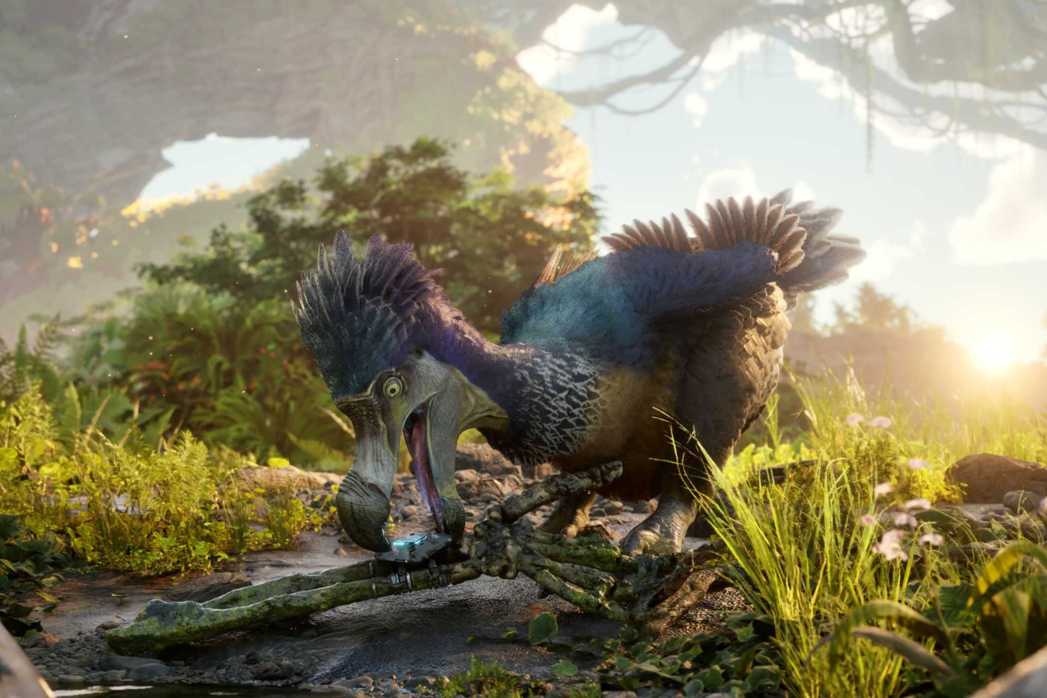 Ark 2 dodo eating gem on the ground