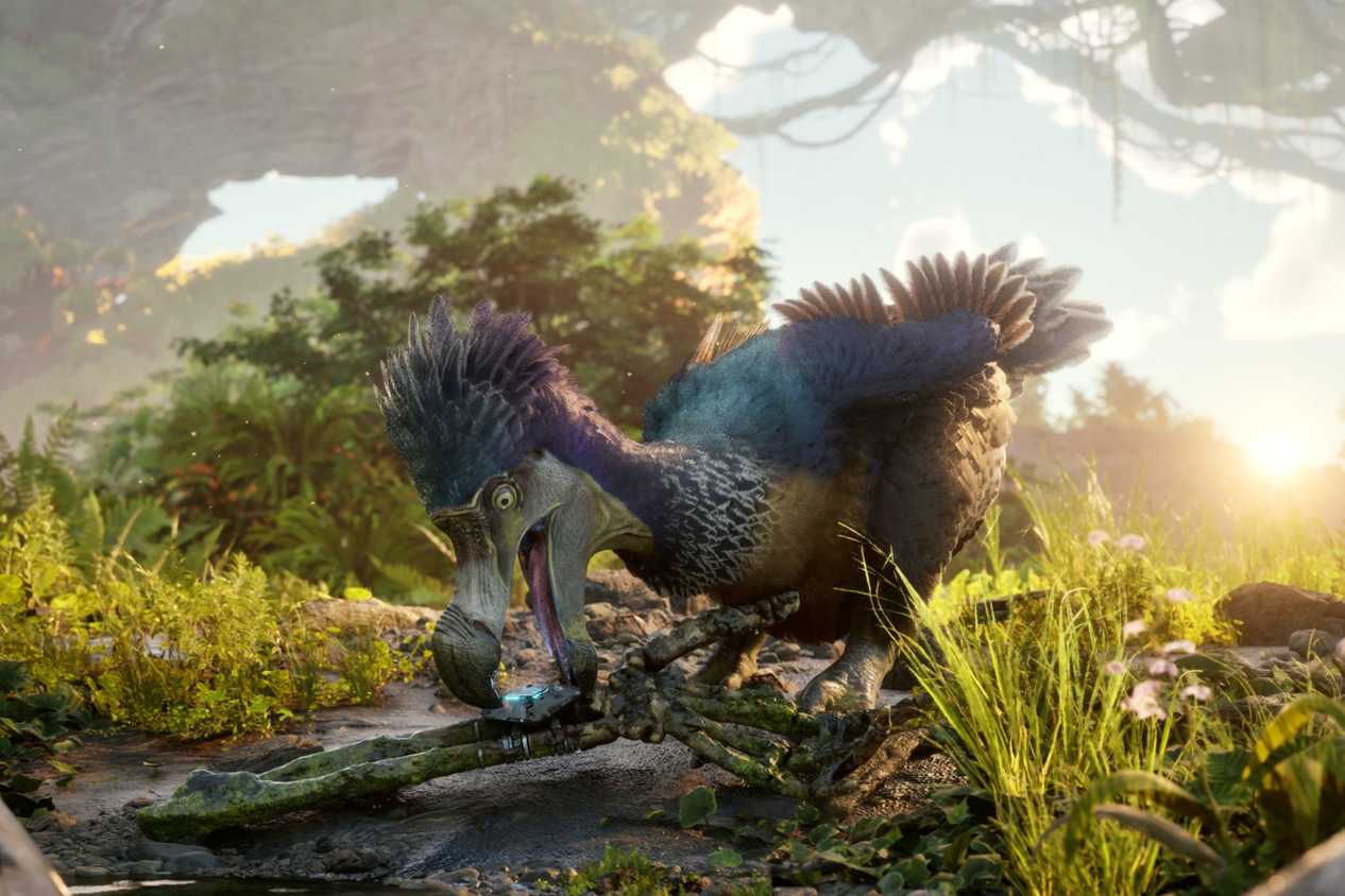 Ark 2 dodo eating gem on the ground