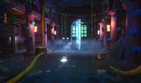 Kandyland hallway with ominous door