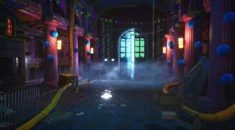 Kandyland hallway with ominous door