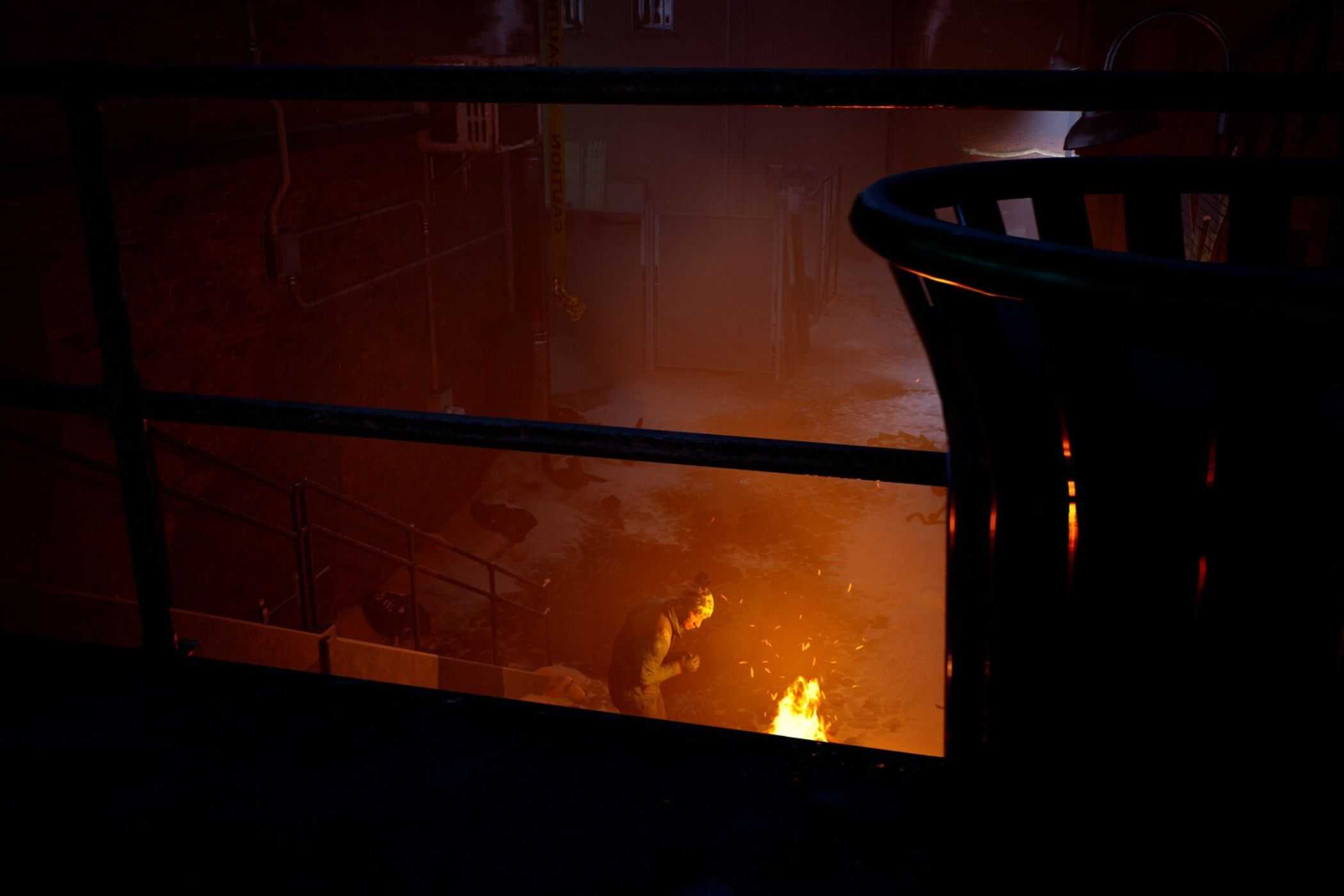 Vampire Masquerade Bloodlines 2 homeless man near fire