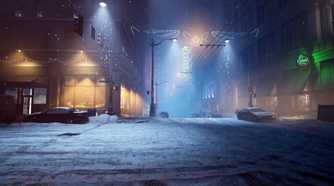 Vampire Masquerade Bloodlines 2 snow falling in the city streets