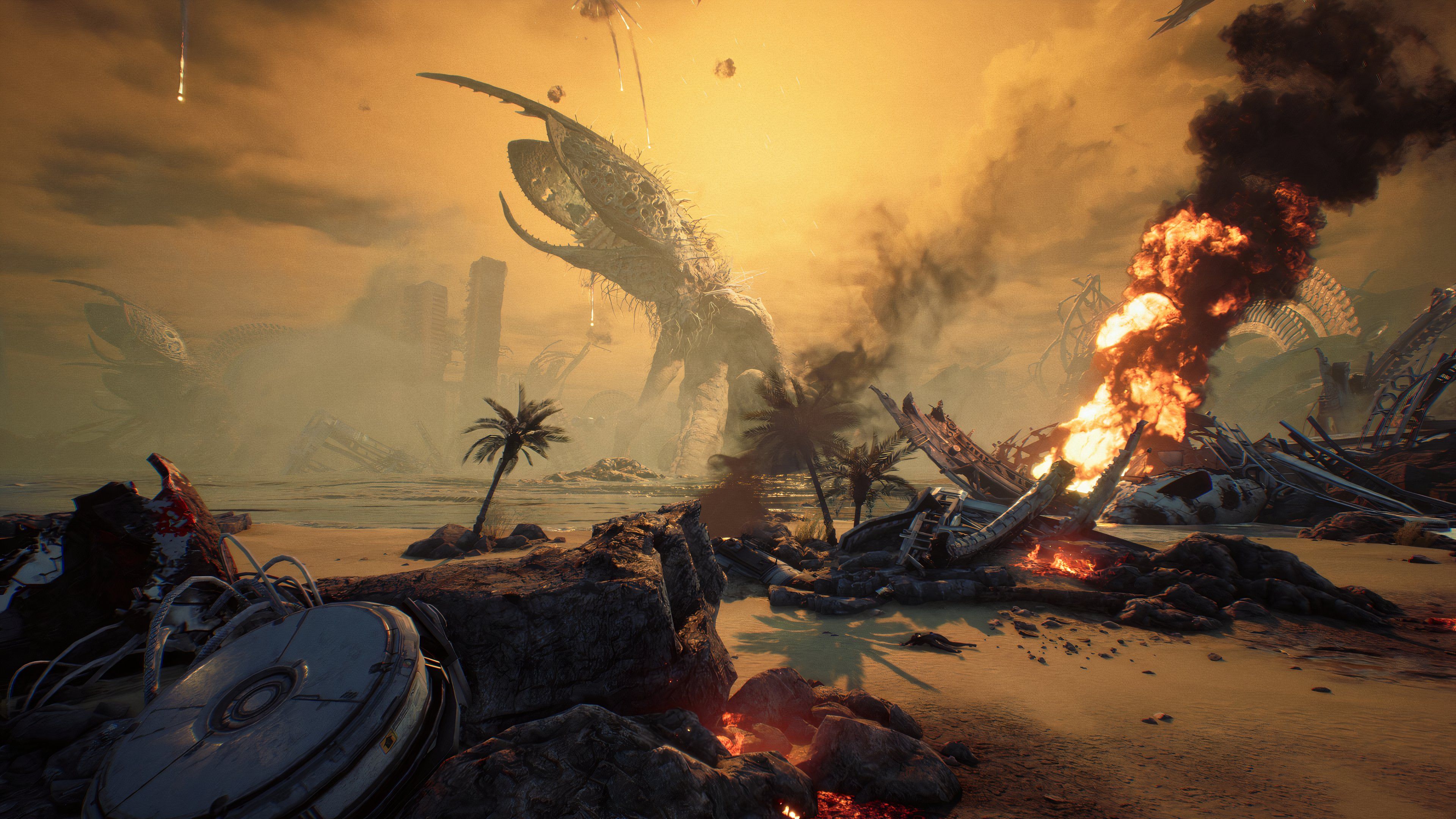 A wide shot of the opening level of Stellar Blade