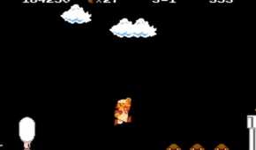 A screenshot of gameplay of Super Mario Bros.
