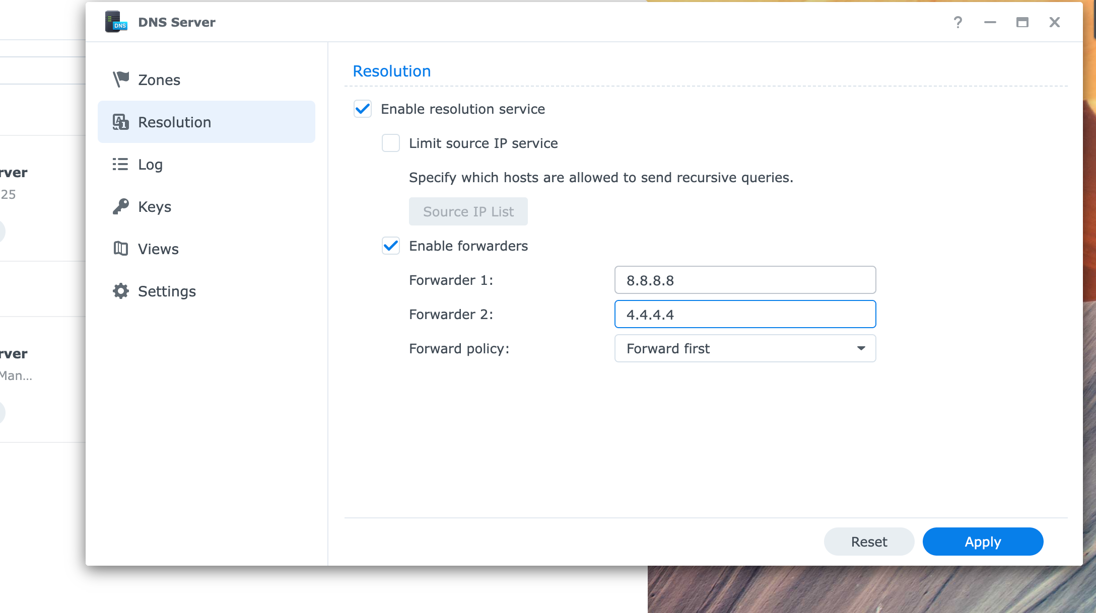 Synology DNS server forwarding