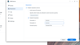 Synology DNS server forwarding