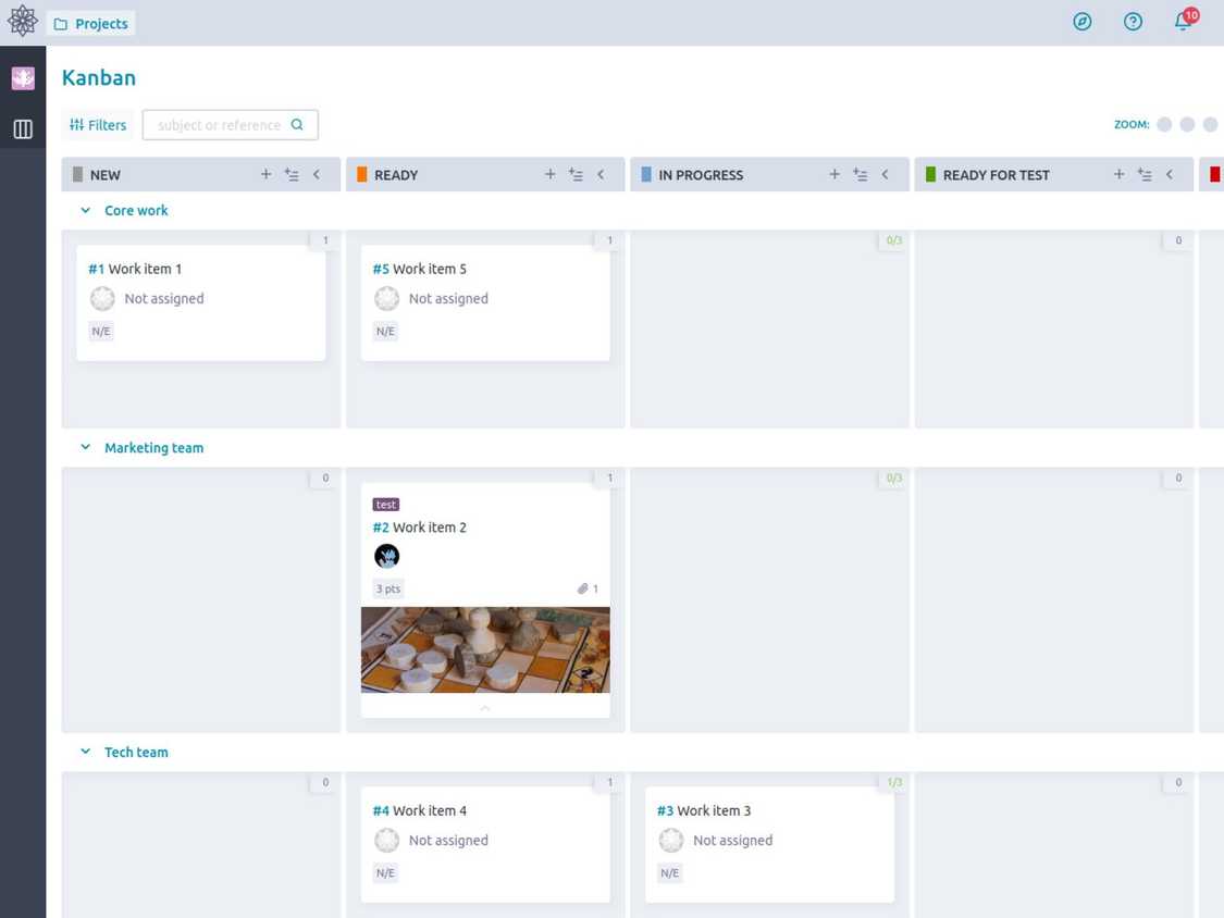 screenshot of taiga project management software
