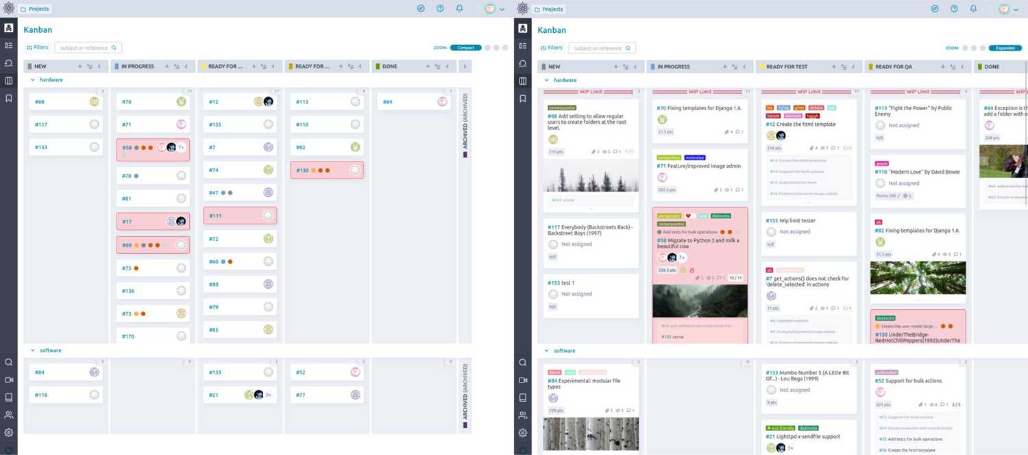 screenshot of taiga project management software
