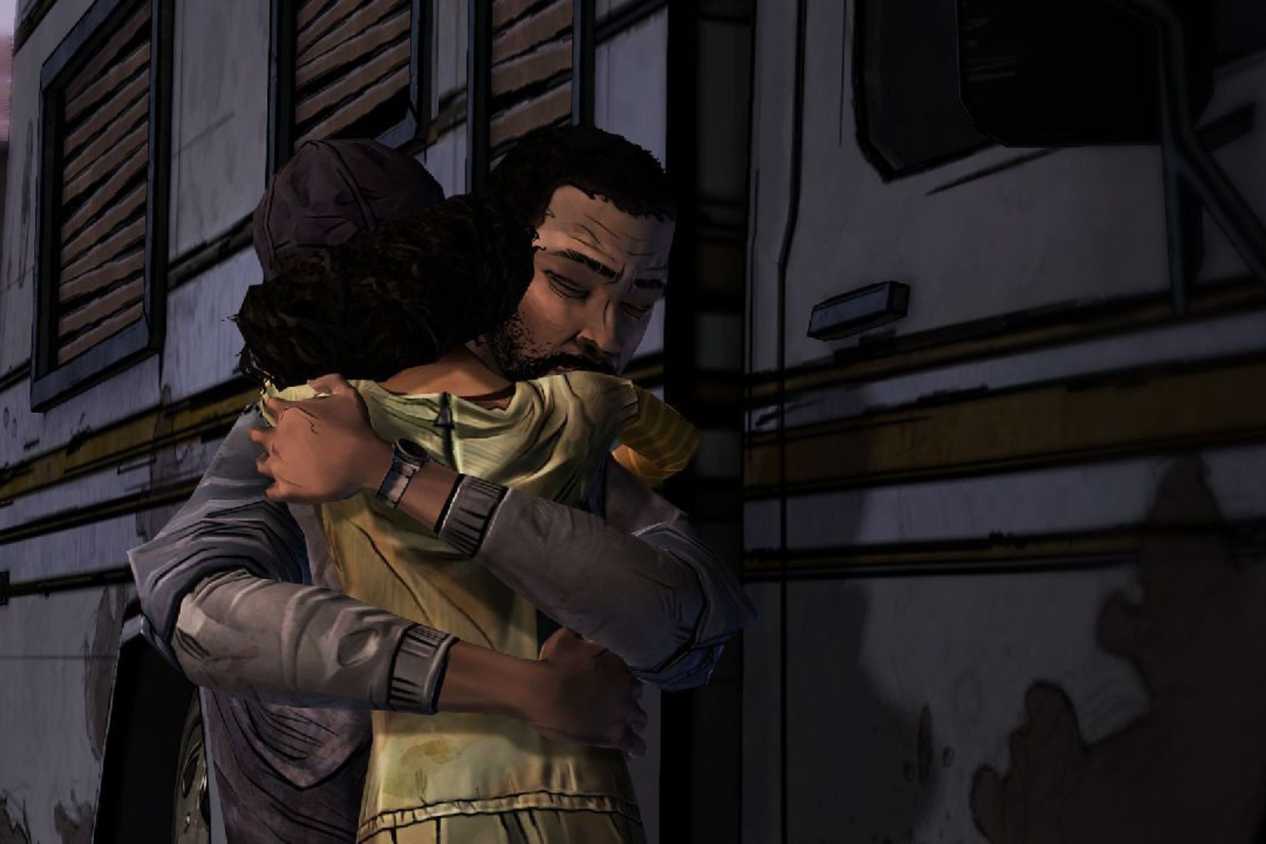Lee and Clementine in Telltale's The Walking Dead Season 1