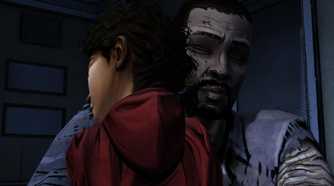 Lee and Clementine at the end of Telltale's The Walking Dead Season 1