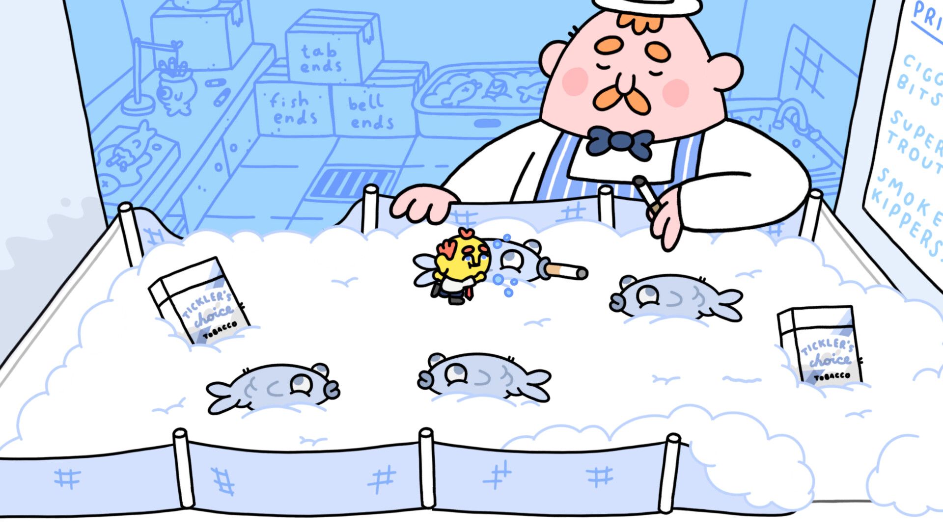 Screenshot from the video game Thank Goodness You're Here!