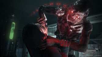 An image from The Evil Within 2, showing the protagonist being mauled by a ghostly creature.
