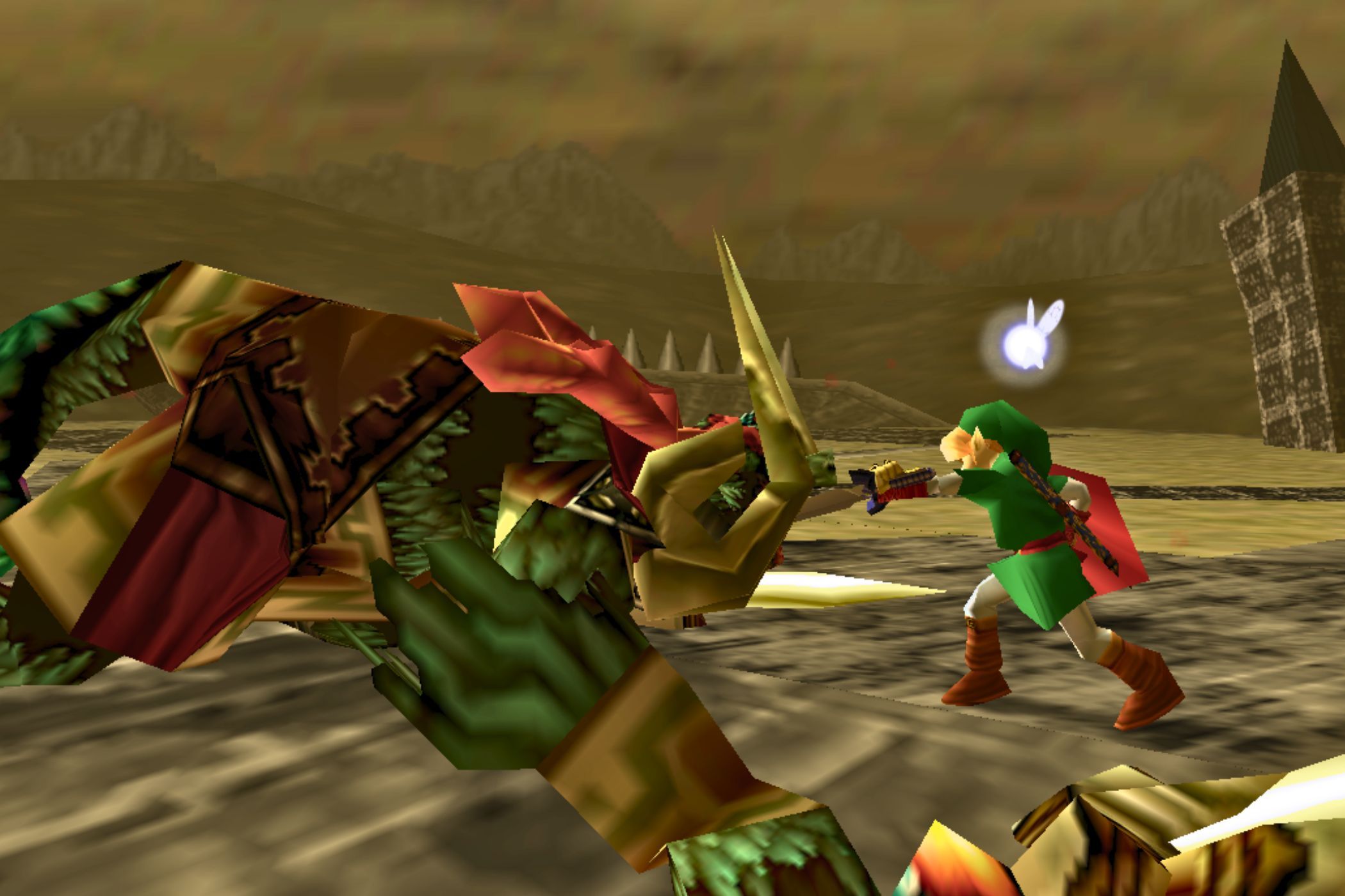 Link and Ganon at the end of The Legend of Zelda: Ocarina of Time