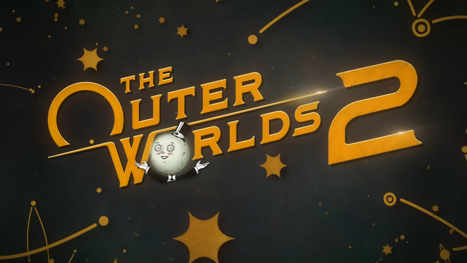 The Outer Worlds 2 text across screen with a moon man.
