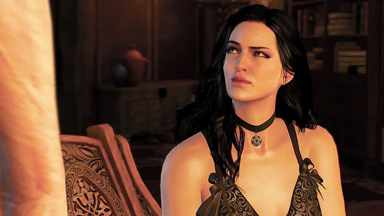 The Witcher 3 Yennefer scene that includes her and Geralt.
