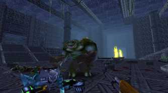 mutants in stone corridor attacking player gunman