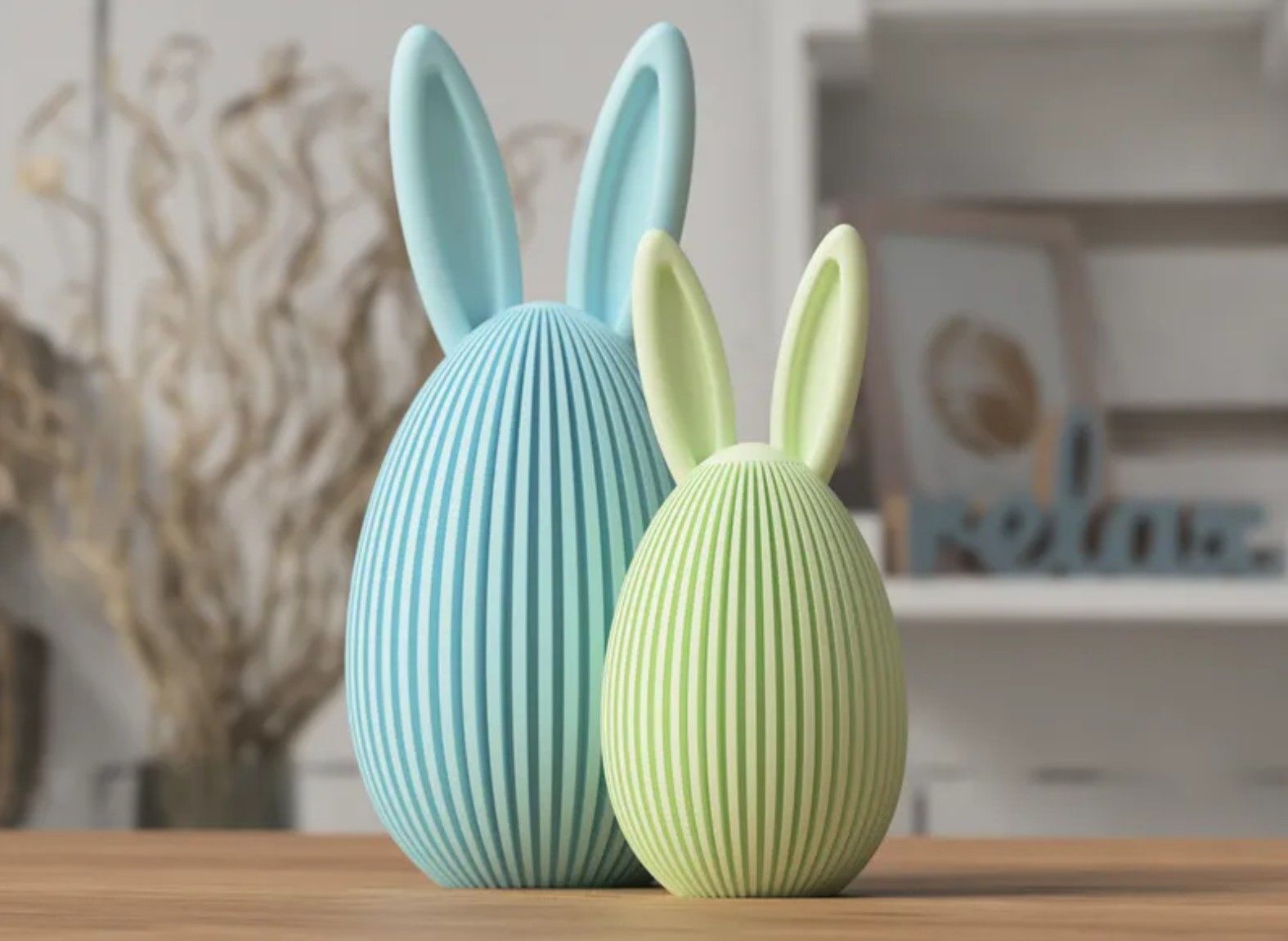 Two 3D printed easter bunny with ears