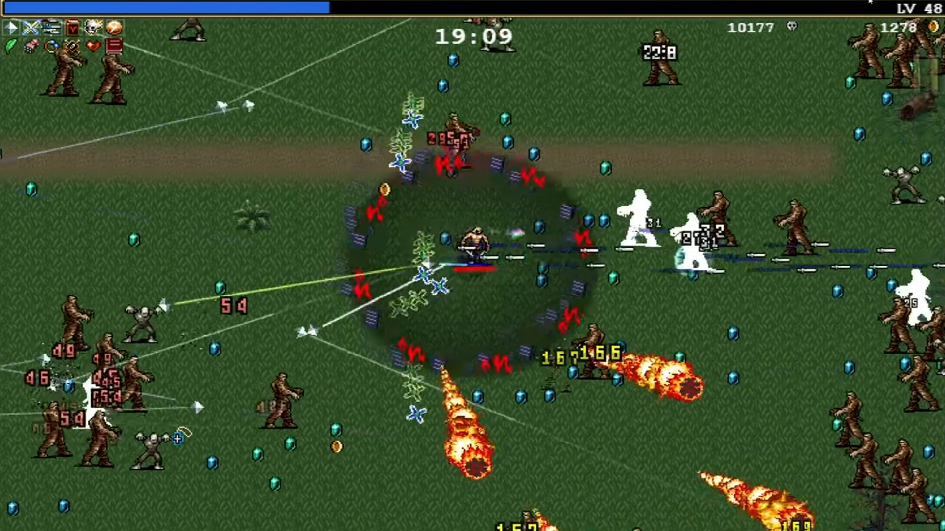 A screenshot of gameplay from Vampire Survivors