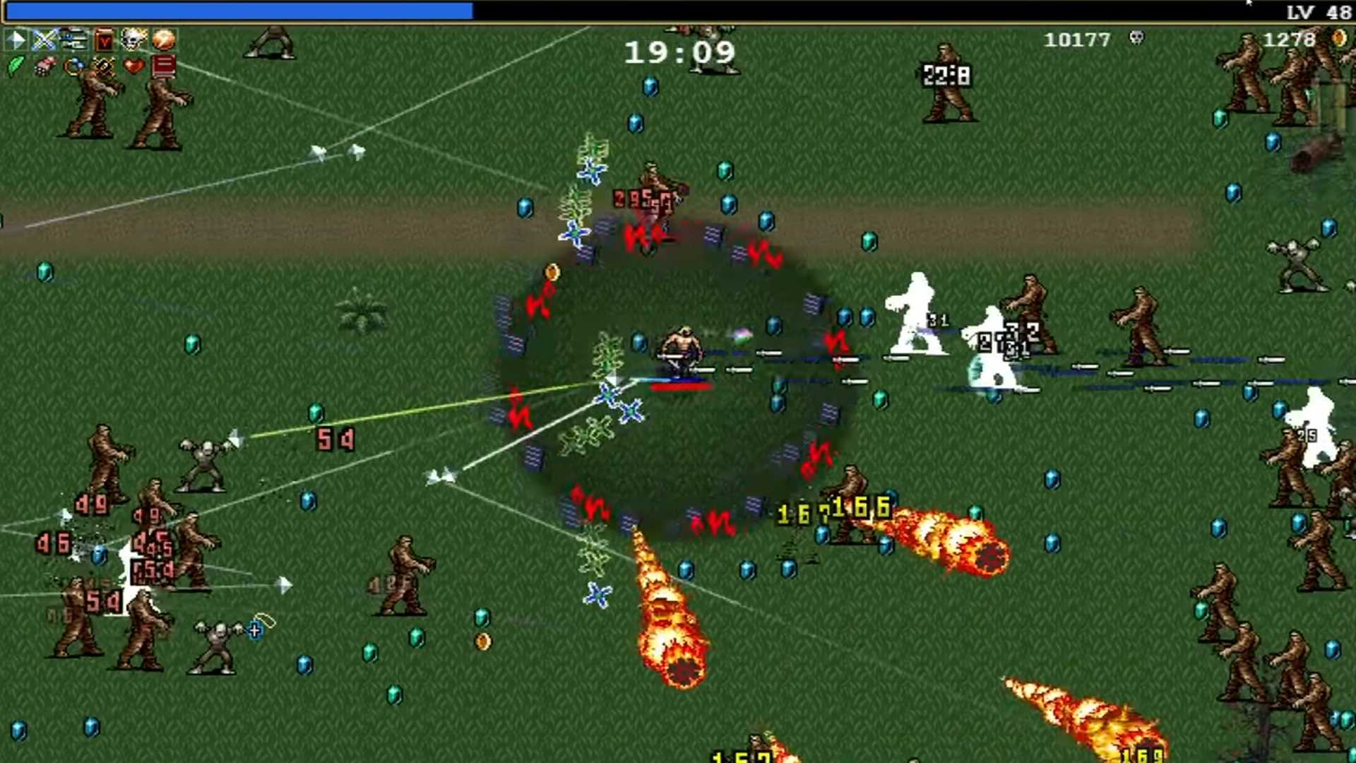 A screenshot of gameplay from Vampire Survivors