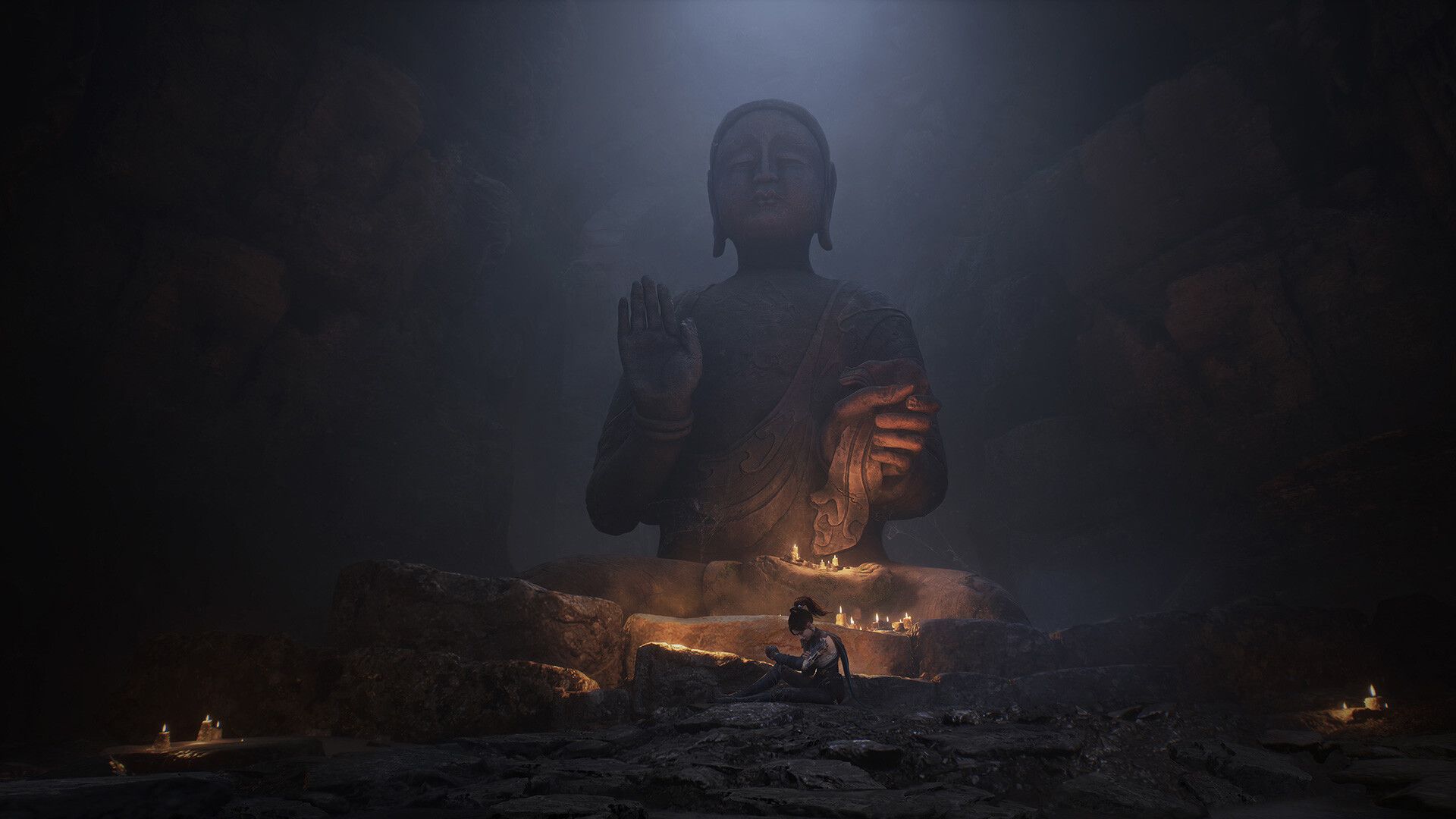 Wuchang-Fallen-Feathers-kneeling-statue