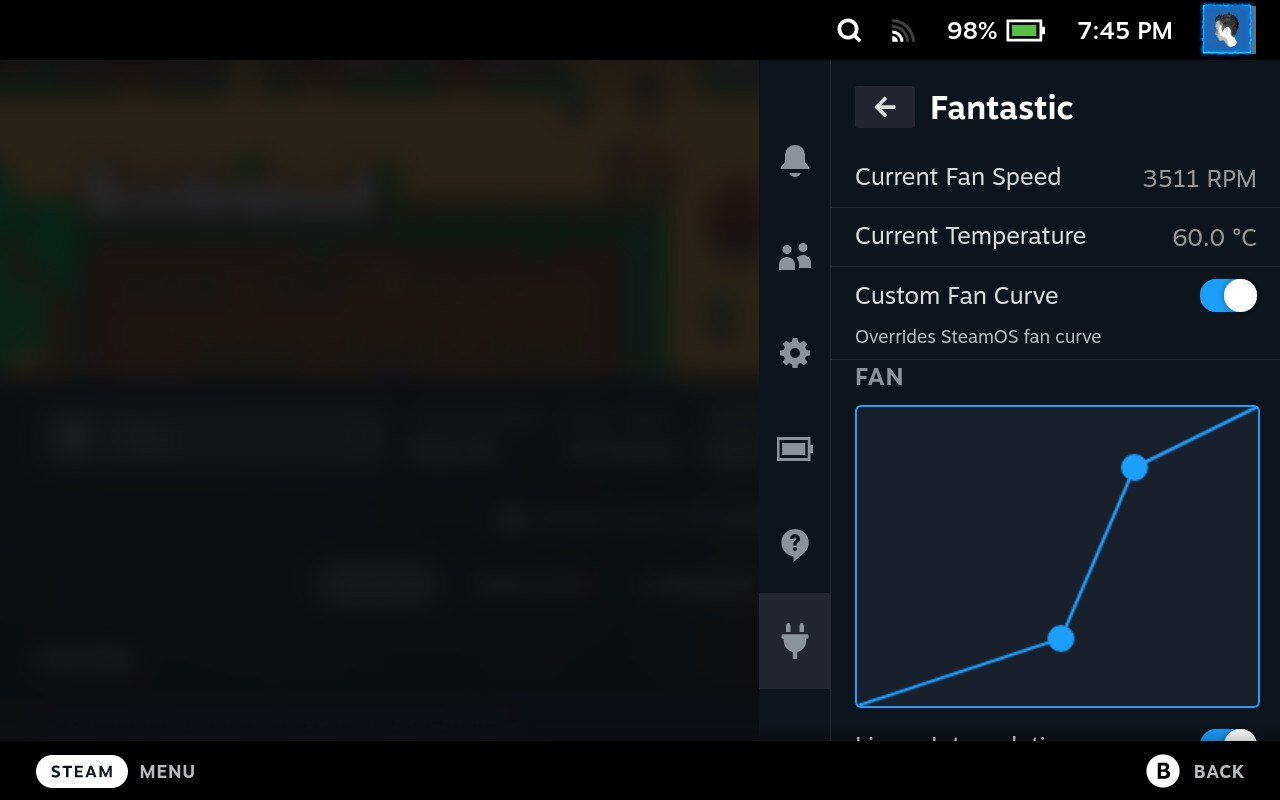 Official "Fantastic" fan control Decky Loader plugin image.