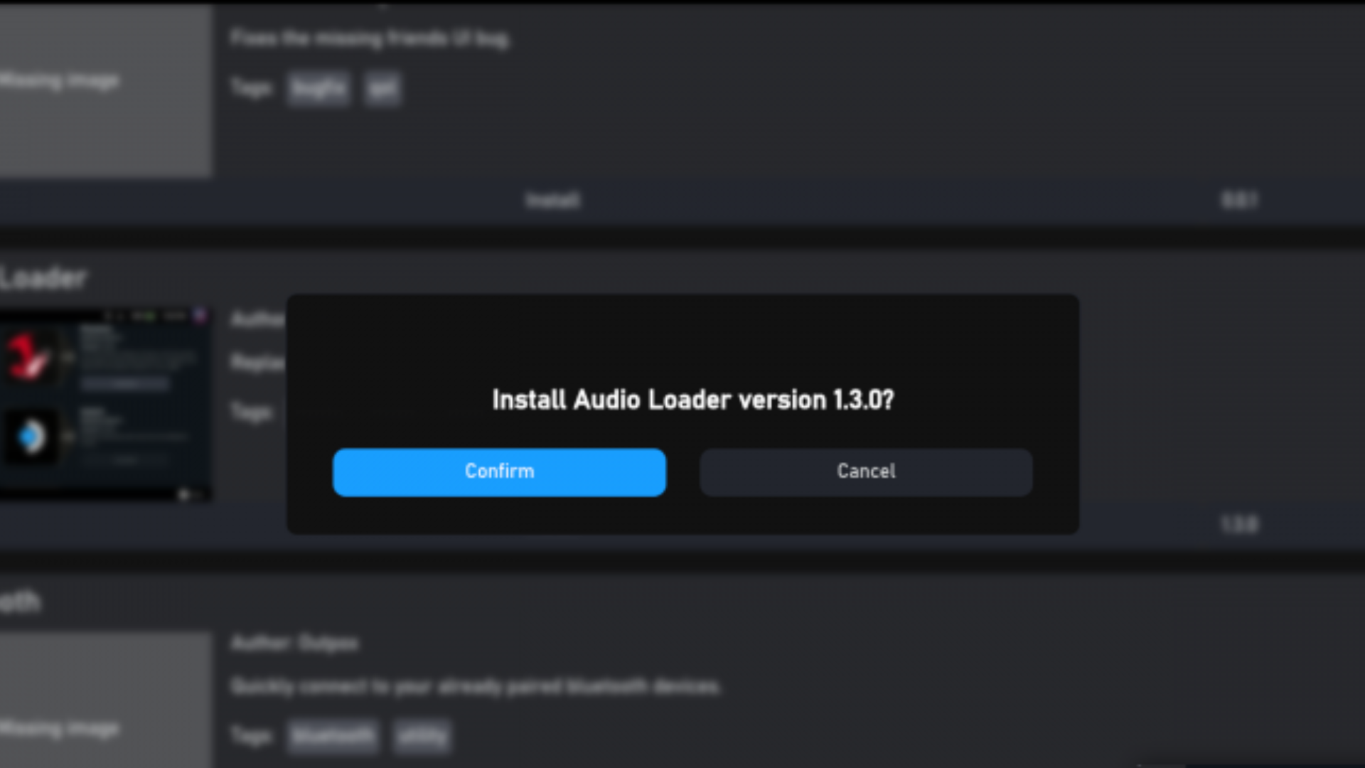 Audio Loader setup notification