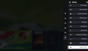 The Audio Loader tab in the Decky menu on Steam Deck