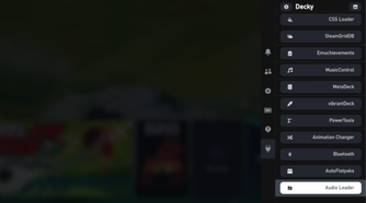 The Audio Loader tab in the Decky menu on Steam Deck