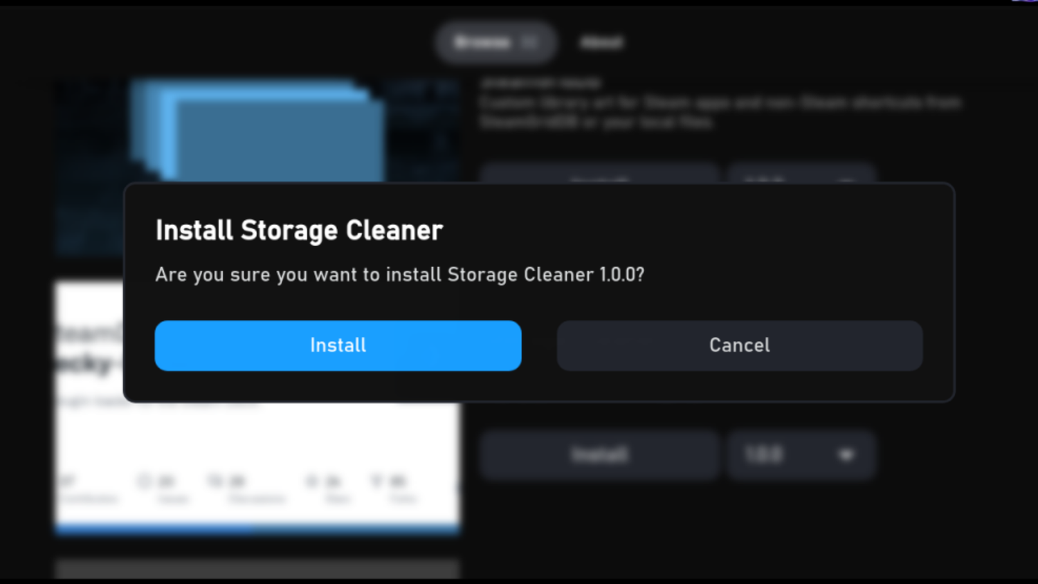 Storage Cleaner install notification