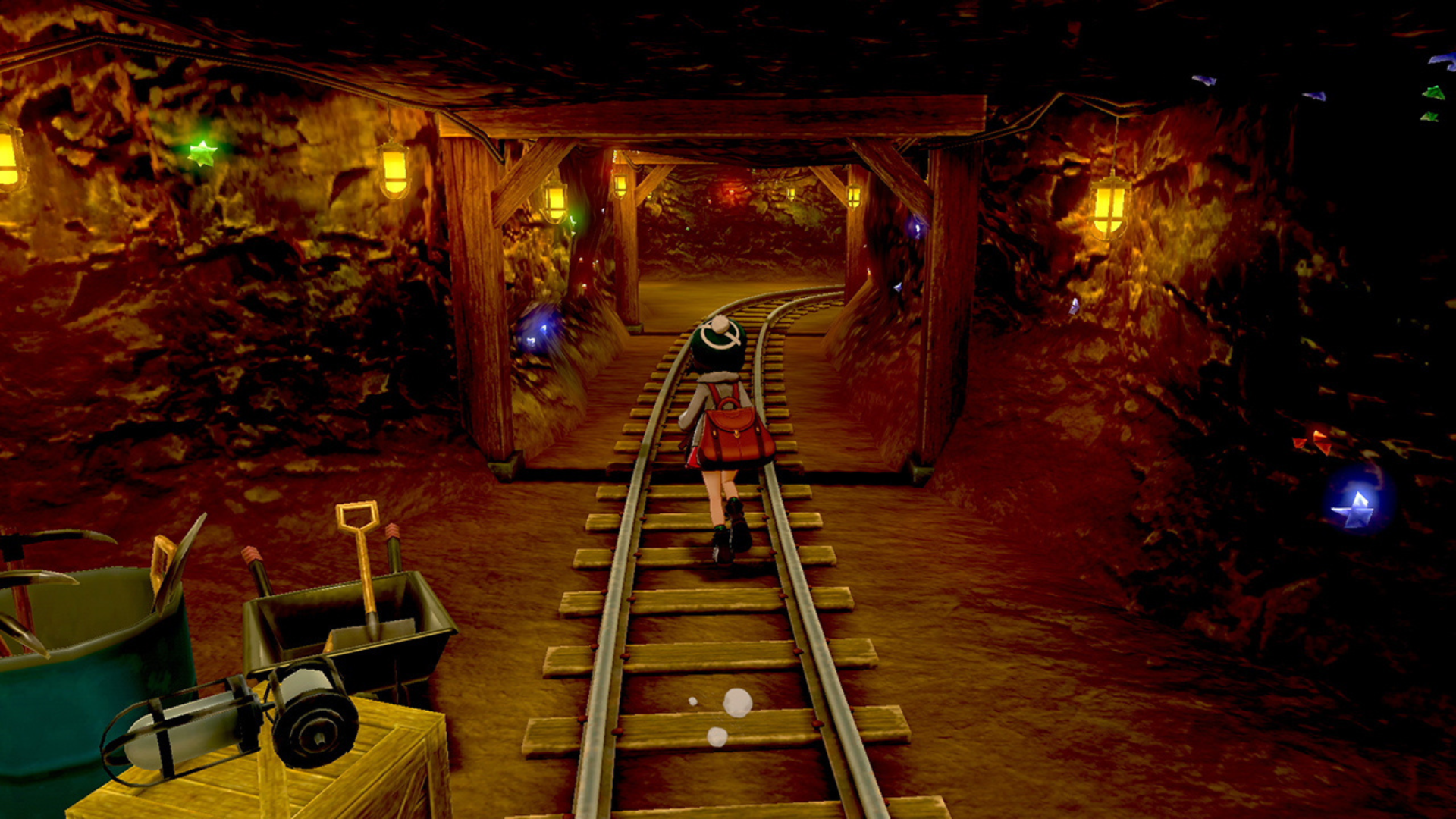 A trainer exploring a tunnel