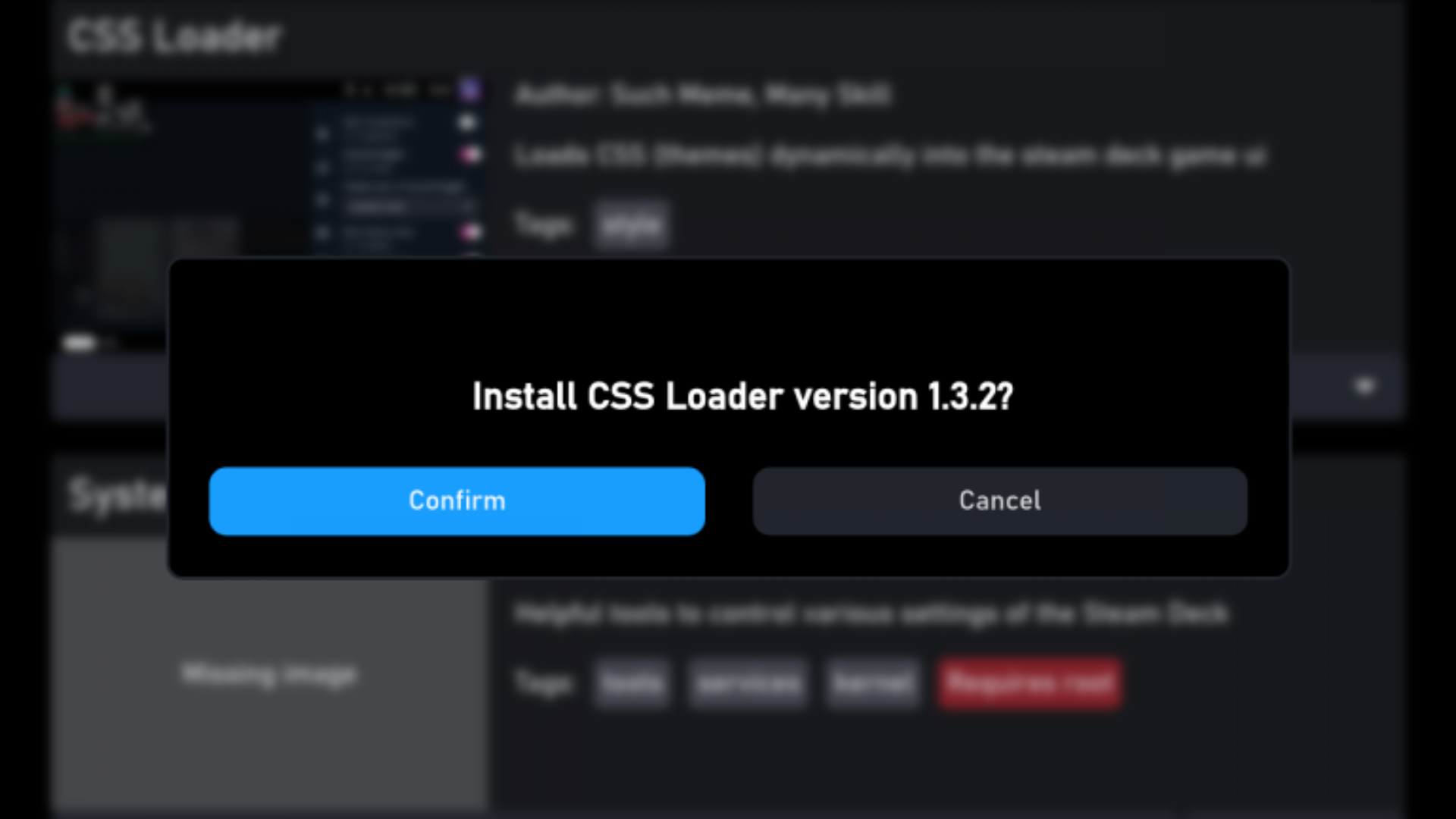 The CSS Loader install notification