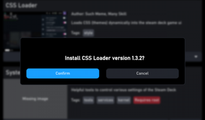 The CSS Loader install notification