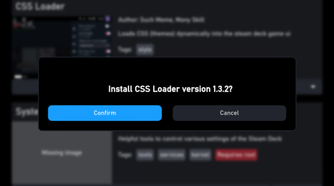 The CSS Loader install notification