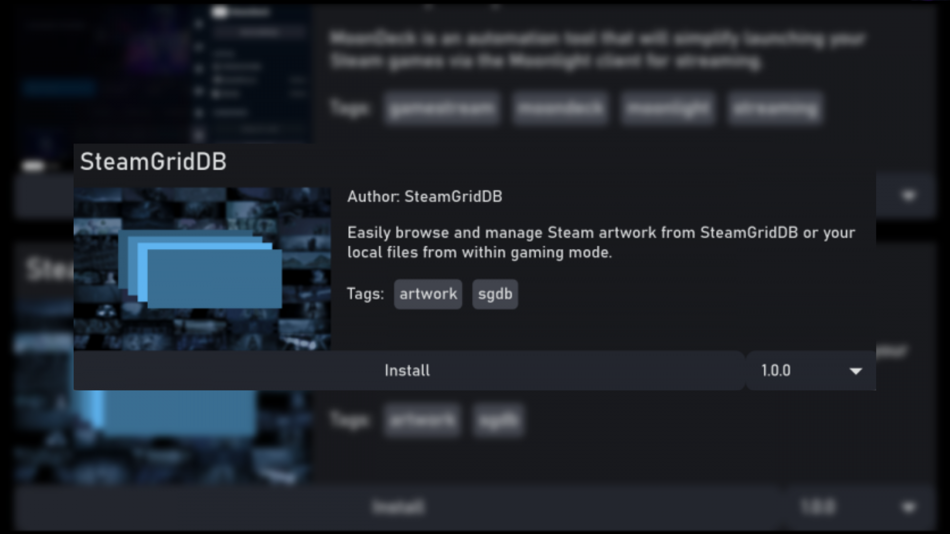 SteamGridDB app on Decky