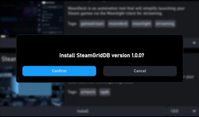SteamGridDB confirm install notification