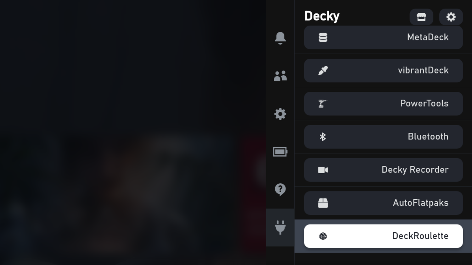 Deck Roulette Decky plugin tab