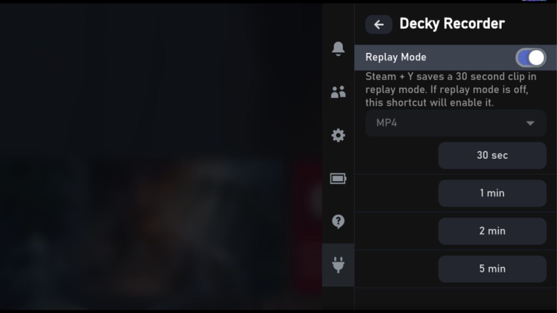 Decky Recorder replay mode settings