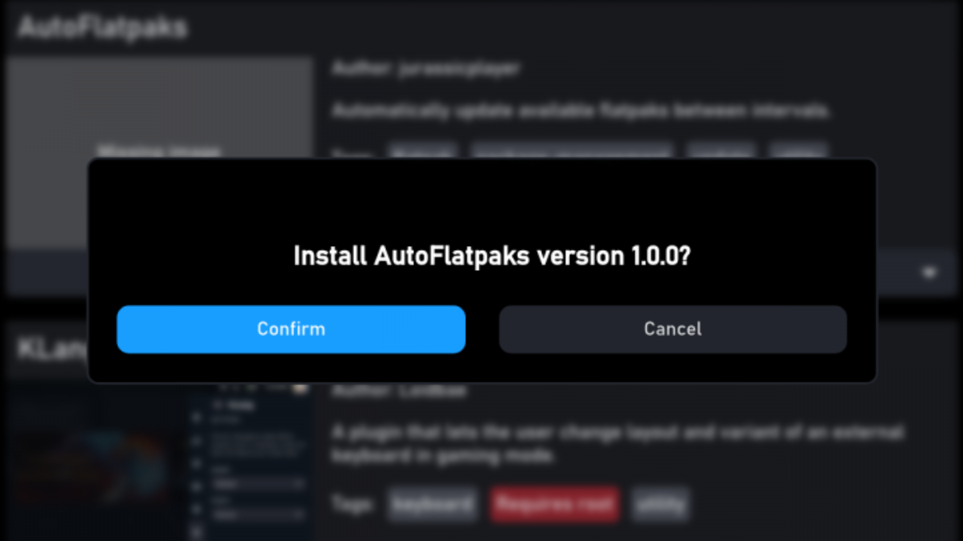 AutoFlatpaks confirm install application