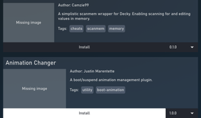 Animation Changer Install page on Decky